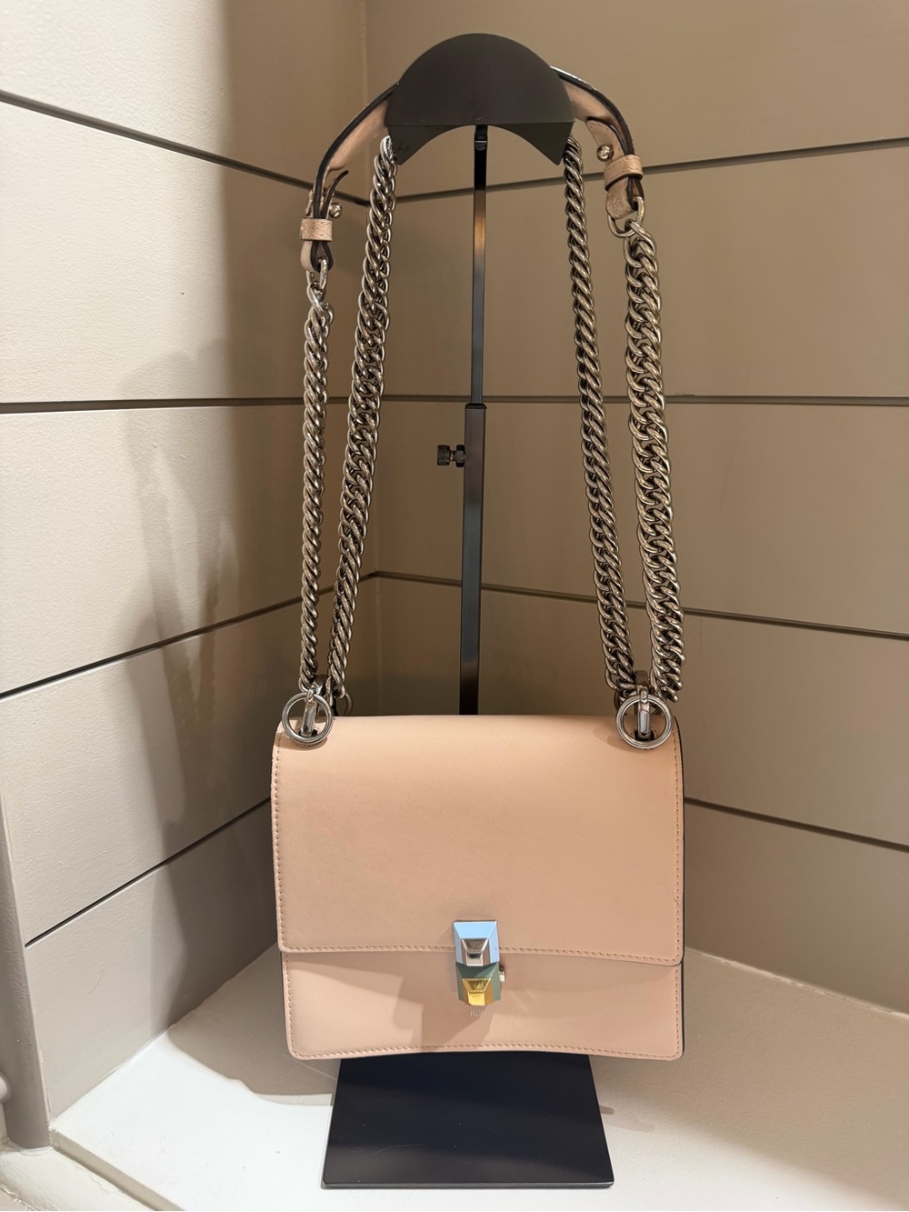 Fendi Blush Pink Leather Chain Crossbody Bag